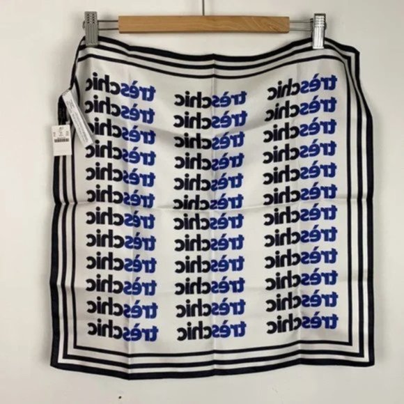 NWT J.Crew Très Chic Silk Scarf White Navy Black - Picture 9 of 9